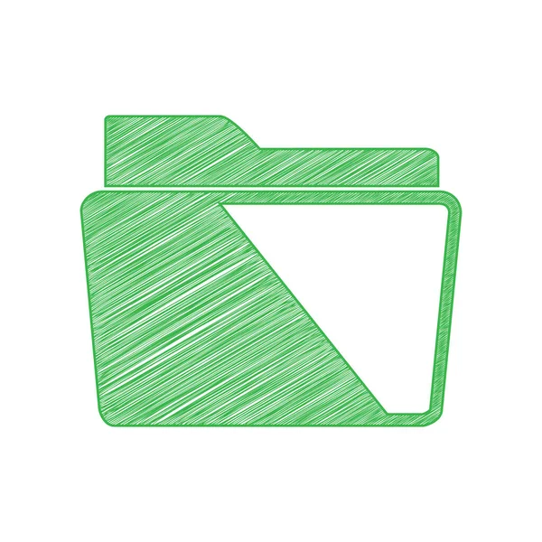 Folderteken Illustratie Groene Krabbel Pictogram Met Solide Contour Witte Achtergrond — Stockvector