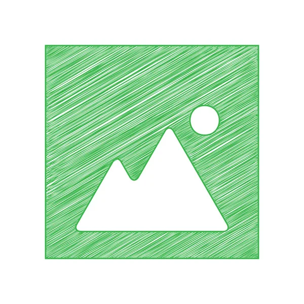 Bild Zeichen Illustration Grünes Kritzelsymbol Mit Fester Kontur Auf Weißem — Stockvektor
