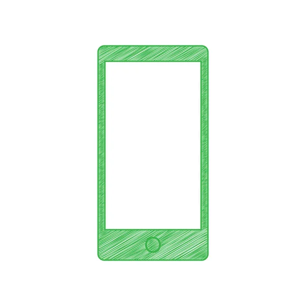 Aparato Moderno Con Pantalla Blanco Icono Garabato Verde Con Contorno — Vector de stock