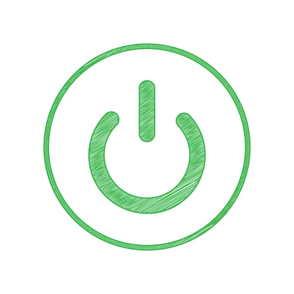 Interrupteur Allumé Icône Gribouillage Verte Avec Contour Solide Sur Fond — Image vectorielle