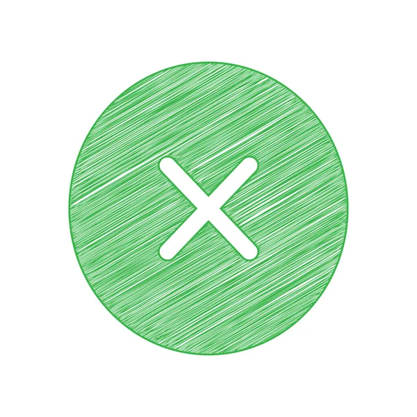 Korsskylt Illustration Grön Klotter Ikonen Med Solid Kontur Vit Bakgrund — Stock vektor