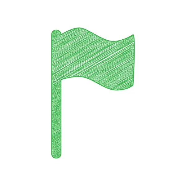 Ilustración Del Signo Bandera Icono Garabato Verde Con Contorno Sólido — Vector de stock