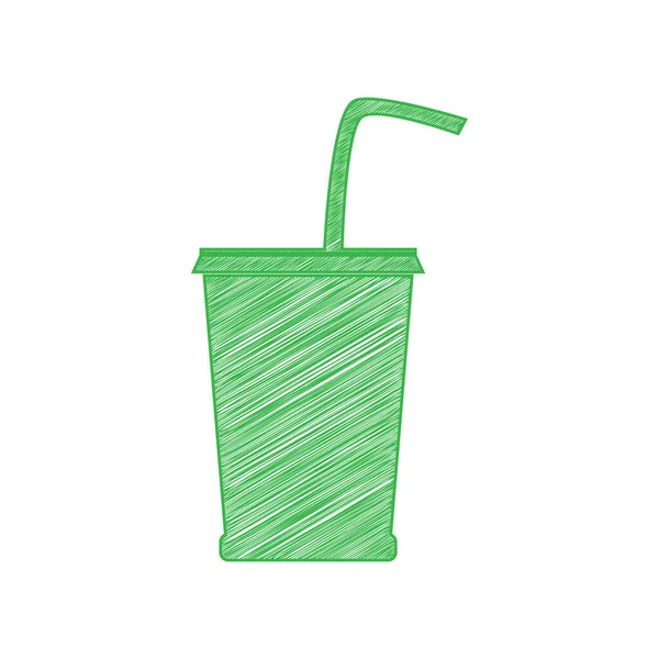 看板イラストを飲む 白い背景にしっかりとした輪郭を持つ緑のスクリブルアイコン — ストックベクタ