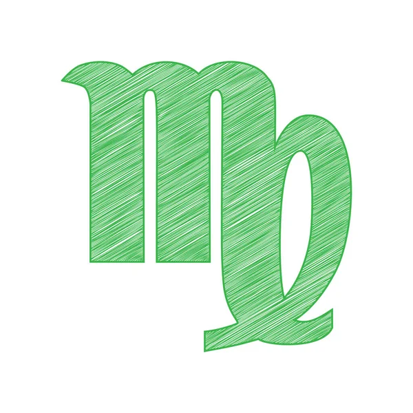 Panenská Cedule Ilustrace Zelená Čmáranice Ikona Pevným Obrysem Bílém Pozadí — Stockový vektor