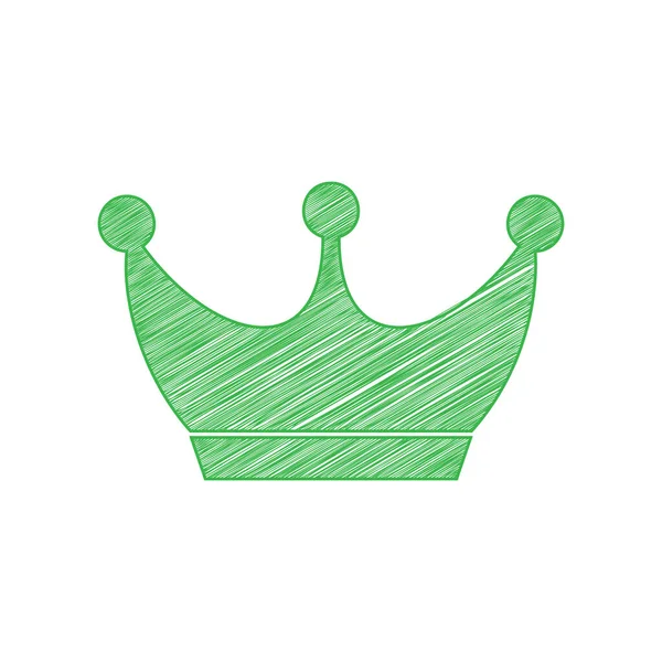 Segno Della Corona Reale Icona Scarabocchiare Verde Con Contorno Solido — Vettoriale Stock