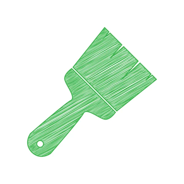 Pinselschild Illustration Grünes Kritzelsymbol Mit Fester Kontur Auf Weißem Hintergrund — Stockvektor