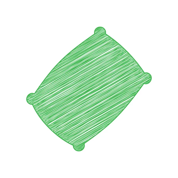 Yastık Tabelası Çizimi Beyaz Arkaplan Üzerine Katı Konturlu Yeşil Karalama — Stok Vektör