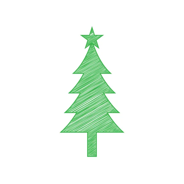 Nieuwjaarsbordje Groene Krabbel Pictogram Met Solide Contour Witte Achtergrond — Stockvector
