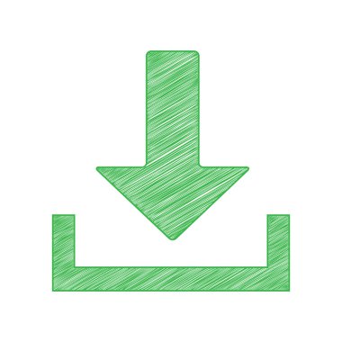 İşaret illüstrasyonunu indir. Beyaz arkaplan üzerine katı konturlu yeşil karalama Simgesi.