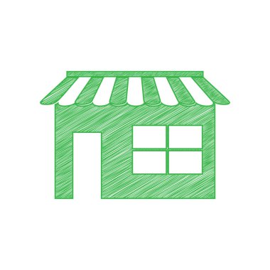 Tabela illüstrasyonu. Beyaz arkaplan üzerine katı konturlu yeşil karalama Simgesi.