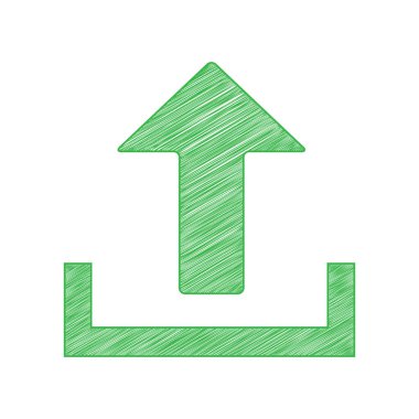 Tabela illüstrasyonunu yükle. Beyaz arkaplan üzerine katı konturlu yeşil karalama Simgesi.