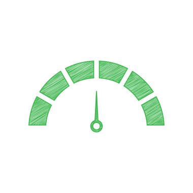Hız göstergesi çizelgesi. Beyaz arkaplan üzerine katı konturlu yeşil karalama Simgesi.