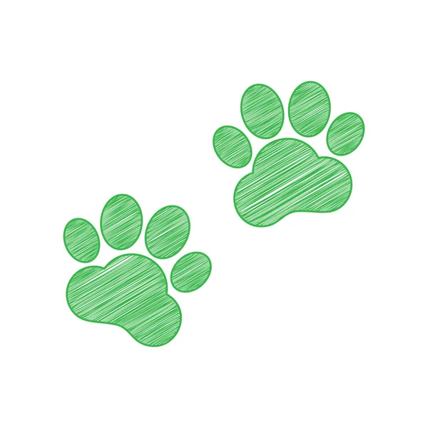 Segnale Tracce Animali Icona Scarabocchiare Verde Con Contorno Solido Sfondo — Vettoriale Stock