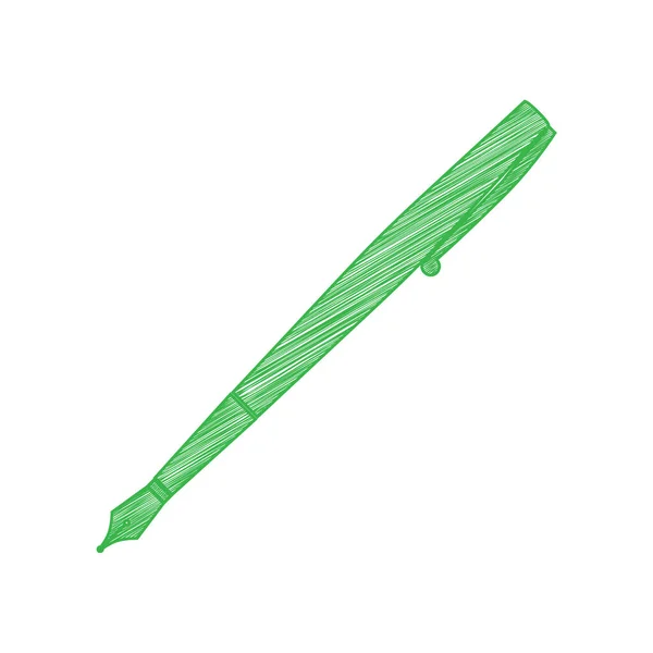 Kalem Işareti Çizimi Beyaz Arkaplan Üzerine Katı Konturlu Yeşil Karalama — Stok Vektör