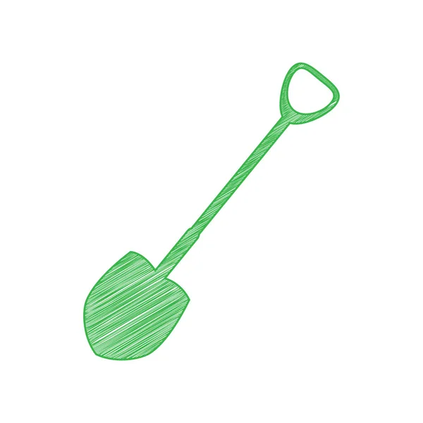 Φτυάρι Για Δουλέψω Στον Κήπο Green Scribble Εικονίδιο Συμπαγές Περίγραμμα — Διανυσματικό Αρχείο