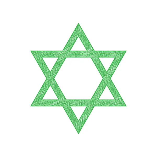 Scudo Magen David Star Simbolo Israele Icona Scarabocchiare Verde Con — Vettoriale Stock