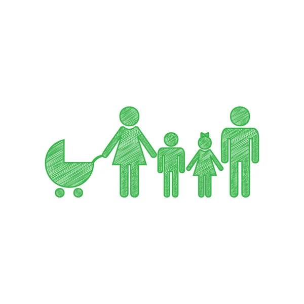 Obrázek Rodinného Znaku Zelená Čmáranice Ikona Pevným Obrysem Bílém Pozadí — Stockový vektor
