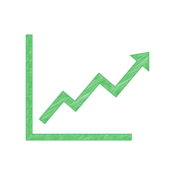 Signo Gráfico Barras Crecimiento Icono Garabato Verde Con Contorno Sólido — Vector de stock