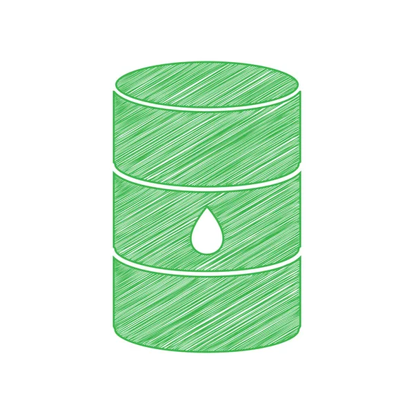 Signo Barril Petróleo Icono Garabato Verde Con Contorno Sólido Sobre — Vector de stock