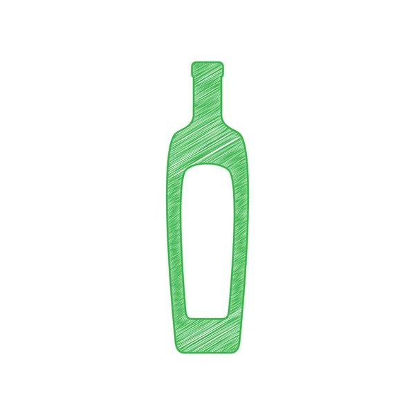 Flaschenschild Mit Olivenöl Grünes Kritzelsymbol Mit Fester Kontur Auf Weißem — Stockvektor