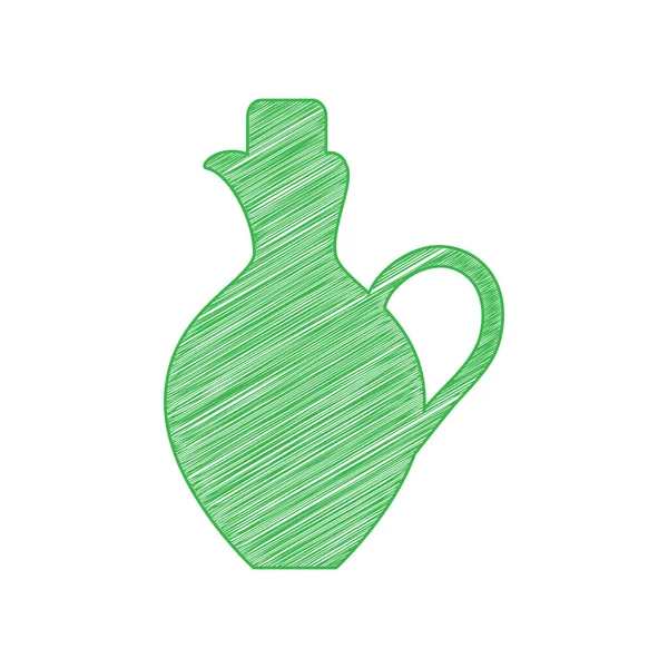 Amphora Teken Illustratie Groene Krabbel Pictogram Met Solide Contour Witte — Stockvector