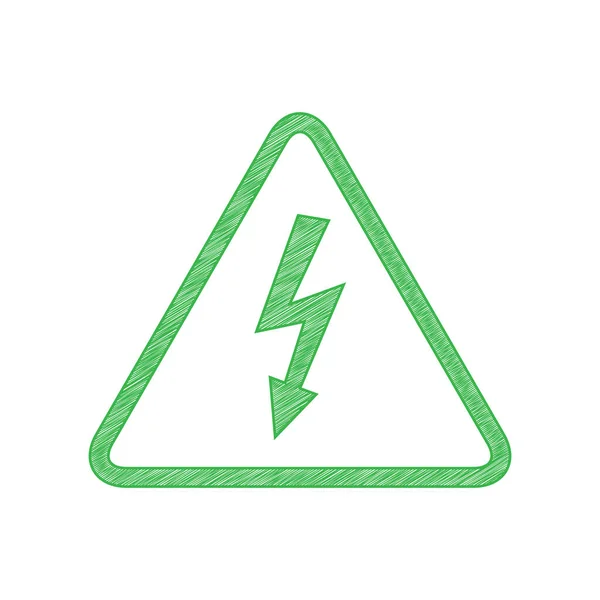 高压危险信号 白色背景上有实心轮廓的绿色笔形图标 — 图库矢量图片