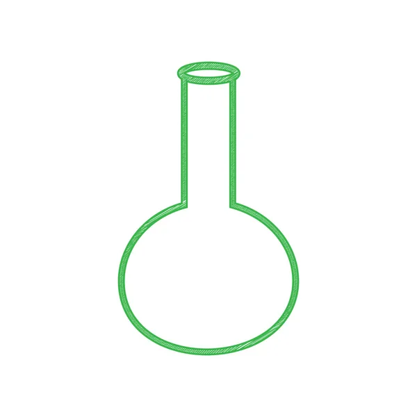 实验室玻璃标志 白色背景上有实心轮廓的绿色笔形图标 — 图库矢量图片