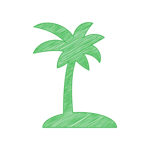 Kokosnoot Palmboom Teken Groene Krabbel Pictogram Met Solide Contour Witte — Stockvector
