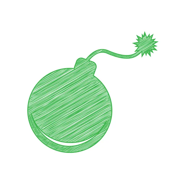 Знак Бомби Ілюстрація Зелена Піктограма Писаря Суцільним Контуром Білому Тлі — стоковий вектор