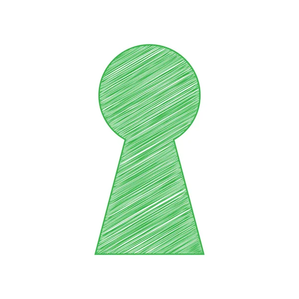 キーホールの看板イラスト 白い背景にしっかりとした輪郭を持つ緑のスクリブルアイコン — ストックベクタ