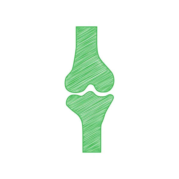 Kniegelenkzeichen Grünes Kritzelsymbol Mit Fester Kontur Auf Weißem Hintergrund — Stockvektor