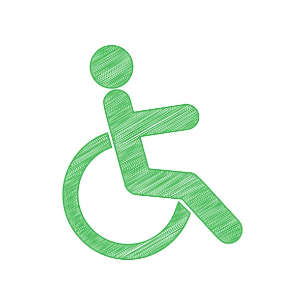 Disabled Sign Illustration Green Scribble Icon Solid Contour White Background — Stock Vector