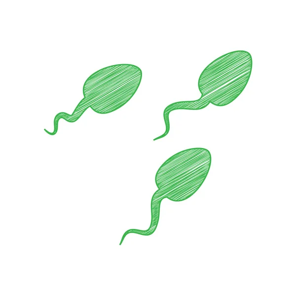 Sperms Sign Illustration Green Scribble Icon Solid Contour White Background — Stock Vector