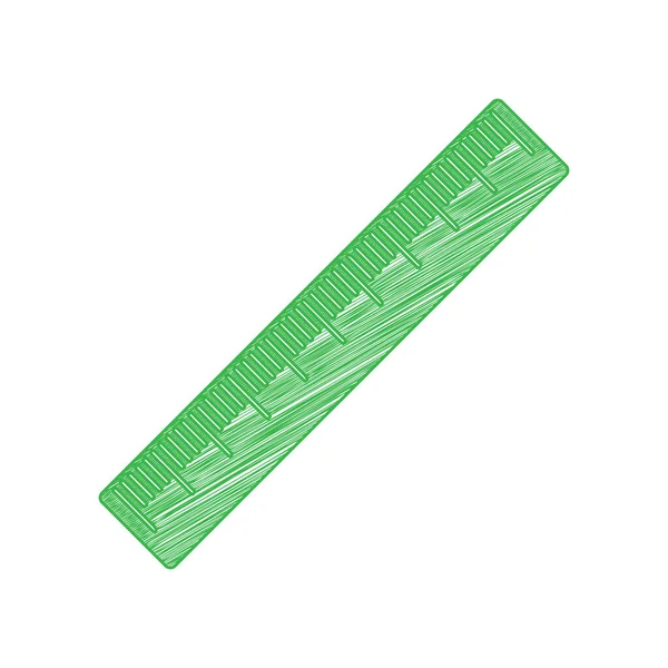 Centimeter Liniaal Teken Groene Krabbel Pictogram Met Solide Contour Witte — Stockvector