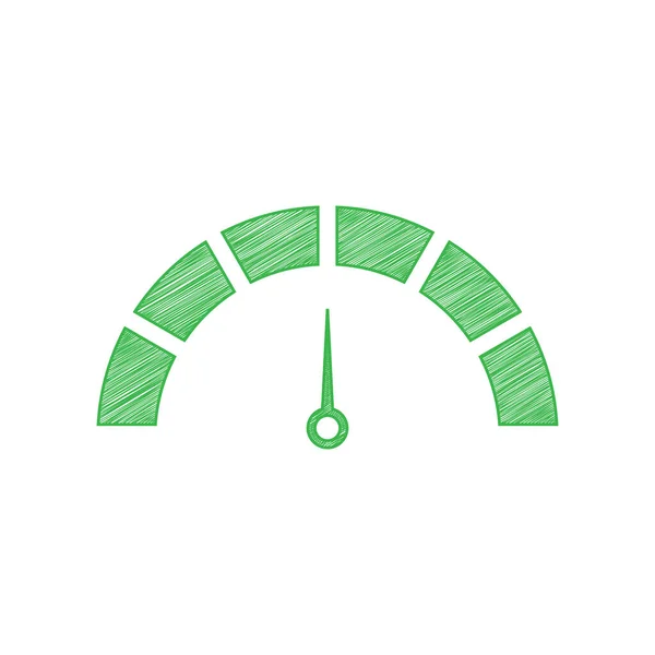 速度計のサインイラスト 白い背景にしっかりとした輪郭を持つ緑のスクリブルアイコン — ストックベクタ