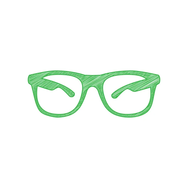 Gafas Sol Signo Ilustración Icono Garabato Verde Con Contorno Sólido — Vector de stock