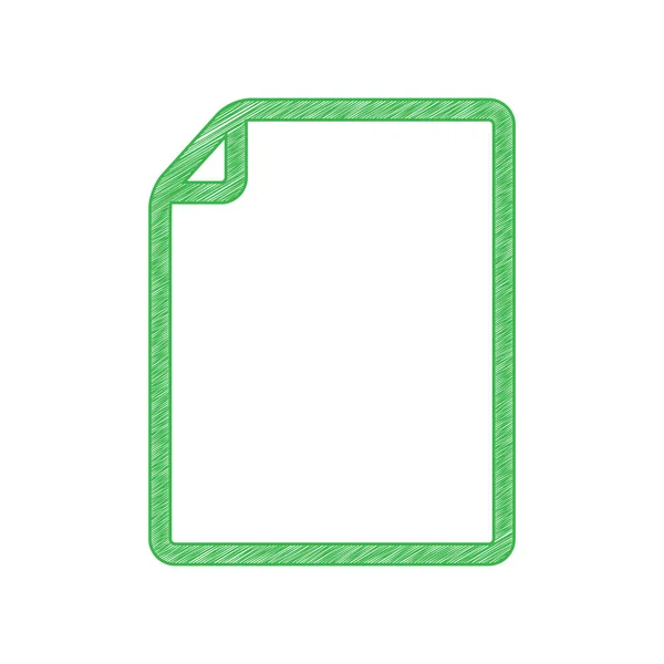 Obrázek Svislého Znaku Dokumentu Zelená Čmáranice Ikona Pevným Obrysem Bílém — Stockový vektor