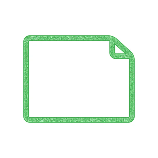 Horizontal Document Sign Illustration Green Scribble Icon Solid Contour White — Stock Vector