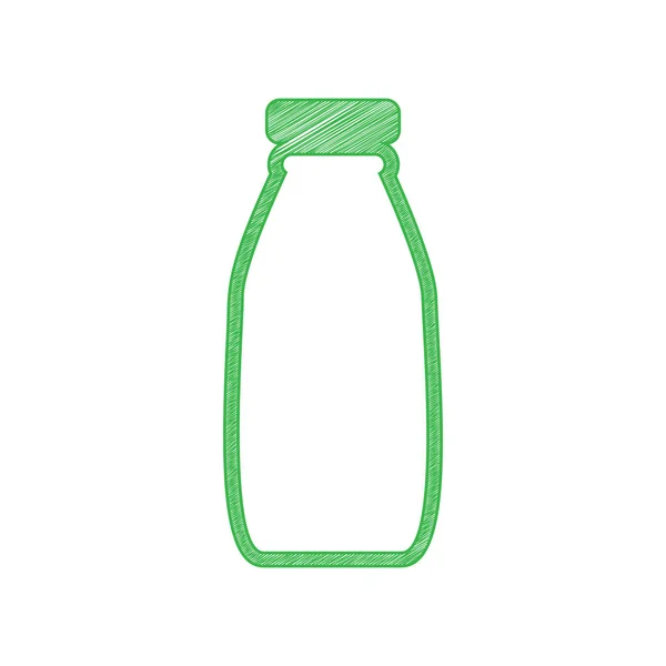 Melkflessenbord Groene Krabbel Pictogram Met Solide Contour Witte Achtergrond — Stockvector