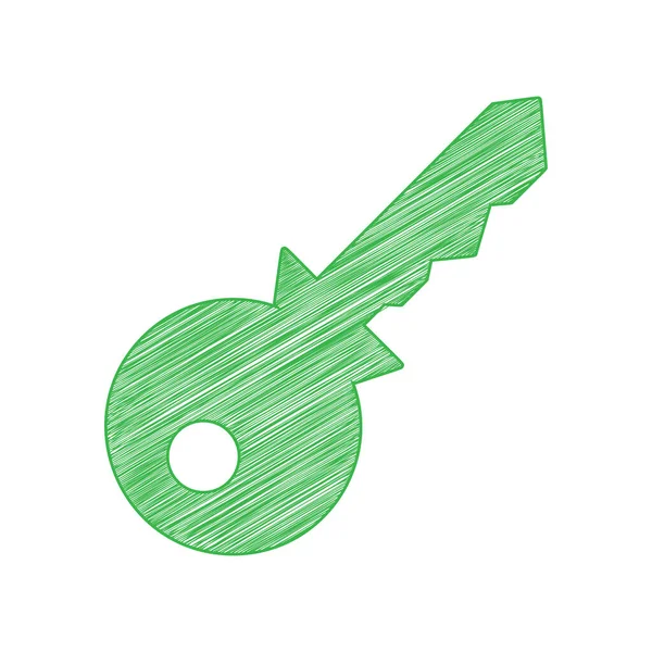 Ilustracja Znaku Kluczowego Zielona Ikona Bazgroły Solidnym Konturem Białym Tle — Wektor stockowy