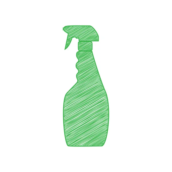 Plastikowa Butelka Czyszczenia Zielona Ikona Bazgroły Solidnym Konturem Białym Tle — Wektor stockowy