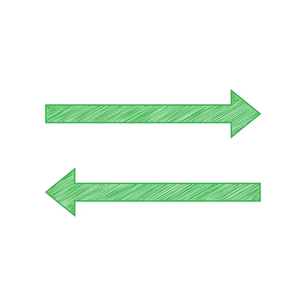 Простой Знак Стрелы Зеленый Каракуль Икона Твердым Контуром Белом Фоне — стоковый вектор