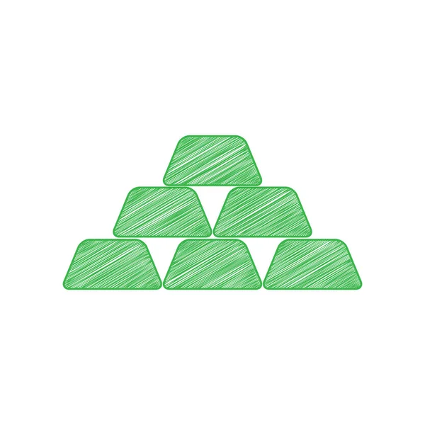 Signe Simple Icône Gribouillage Verte Avec Contour Solide Sur Fond — Image vectorielle