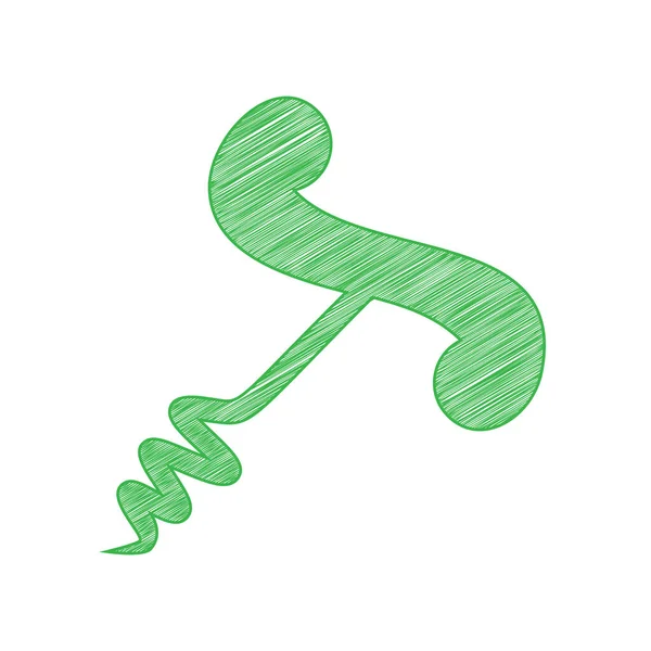 コルクスクリューサインイラスト 白い背景にしっかりとした輪郭を持つ緑のスクリブルアイコン — ストックベクタ