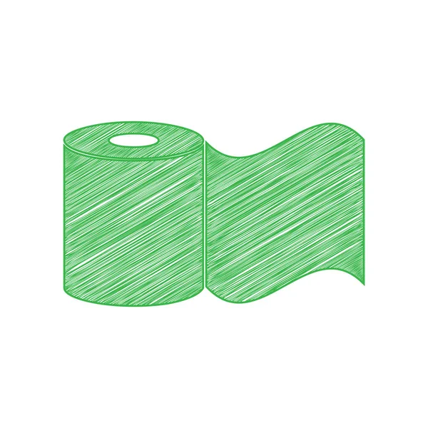 トイレットペーパーの看板 白い背景にしっかりとした輪郭を持つ緑のスクリブルアイコン — ストックベクタ