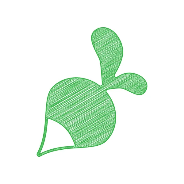 簡単な記号を放射しなさい 白い背景にしっかりとした輪郭を持つ緑のスクリブルアイコン — ストックベクタ