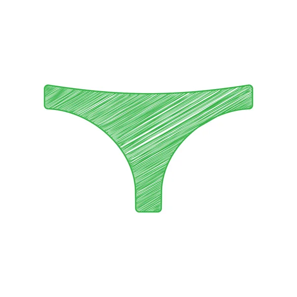 Teken Voor Vrouwenslipjes Groene Krabbel Pictogram Met Solide Contour Witte — Stockvector