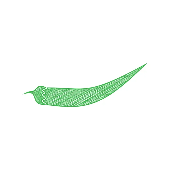 Chilli Paprika Zelená Čmáranice Ikona Pevným Obrysem Bílém Pozadí — Stockový vektor