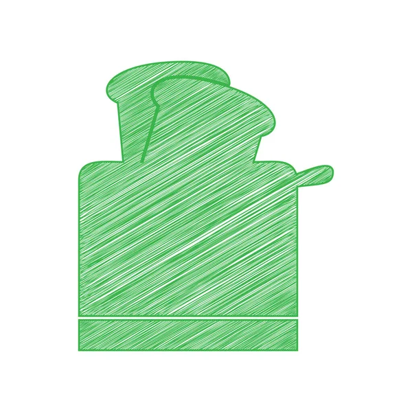 Tostadora Simple Signo Icono Garabato Verde Con Contorno Sólido Sobre — Vector de stock