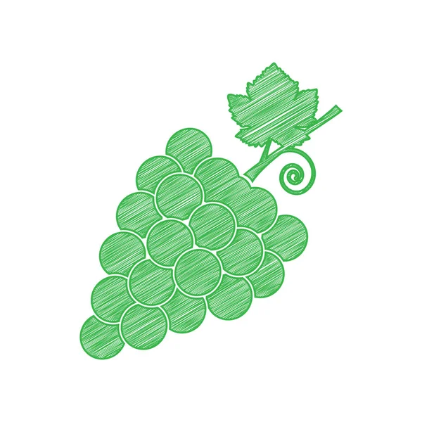 Виноград Знак Иллюстрации Зеленый Каракуль Икона Твердым Контуром Белом Фоне — стоковый вектор